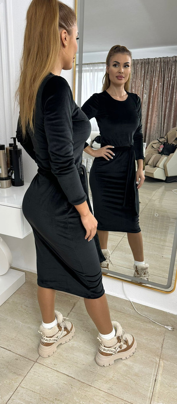 Rochie din Catifea Elastica - NEGRU